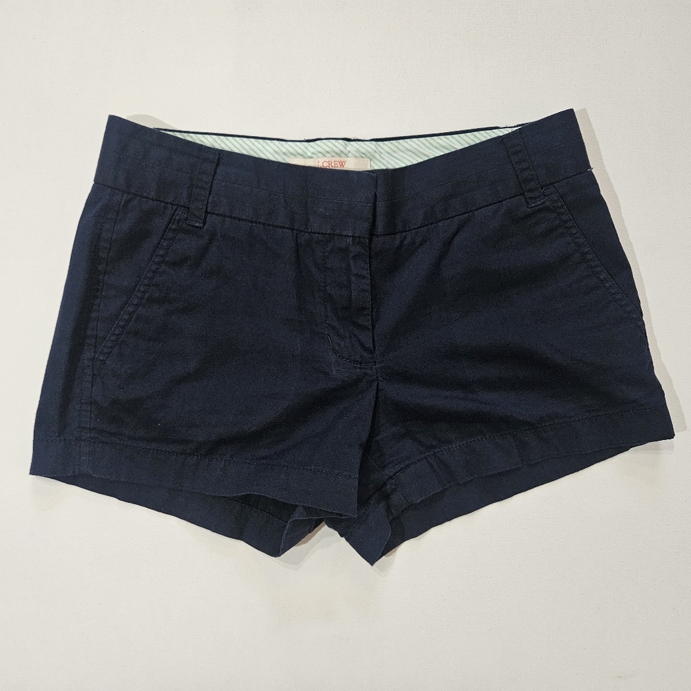 J. Crew Chino Shorts Womens 4 Navy Blue‎ Broken In Fit Low Rise Summer Coastal